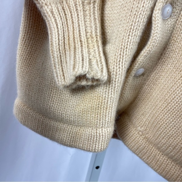 Vintage 60's Hanson XL Virgin Wool Knit Chunky Cardigan Grandpa Grannycore - Picture 5 of 12